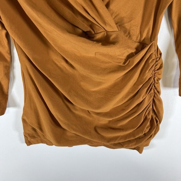 Peruvian‎ Connection Pima Cotton Top, Size M Rust Cyprus Faux Wrap Stretch Knit - Picture 3 of 8